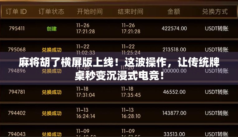 麻将胡了横屏版上线!这波操作,让传统牌桌秒变沉浸式电竞! 麻将胡了横屏版上线!这波操作,让传统牌桌秒变沉浸式电竞!